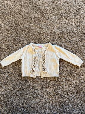 Ruffle Butts Cream Ruffle-Trim Cardigan